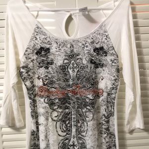 Cream Harley Davidson 3/4 sleeve top